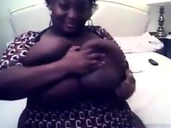 Black bbw shows off her massive boobs